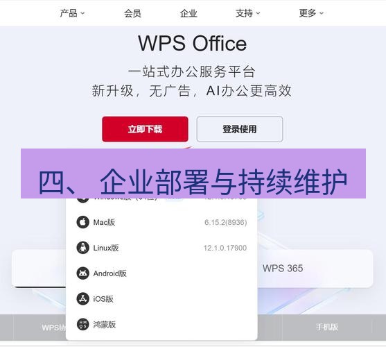 wps下载 四、 企业部署与持续维护