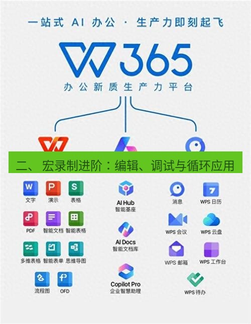 wps下载 二、 宏录制进阶：编辑、调试与循环应用