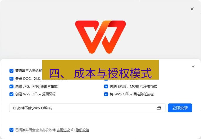 wps下载 四、 成本与授权模式
