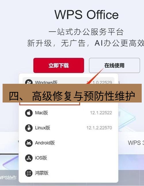 wps下载 四、 高级修复与预防性维护