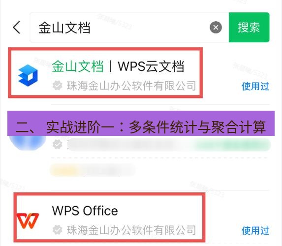 wps下载 二、 实战进阶一：多条件统计与聚合计算